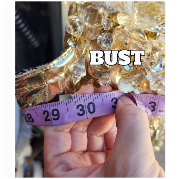 LENA BERISHA Metallic Gold Corset Couture Dress with Gemstone Detail - Picture 11 of 14